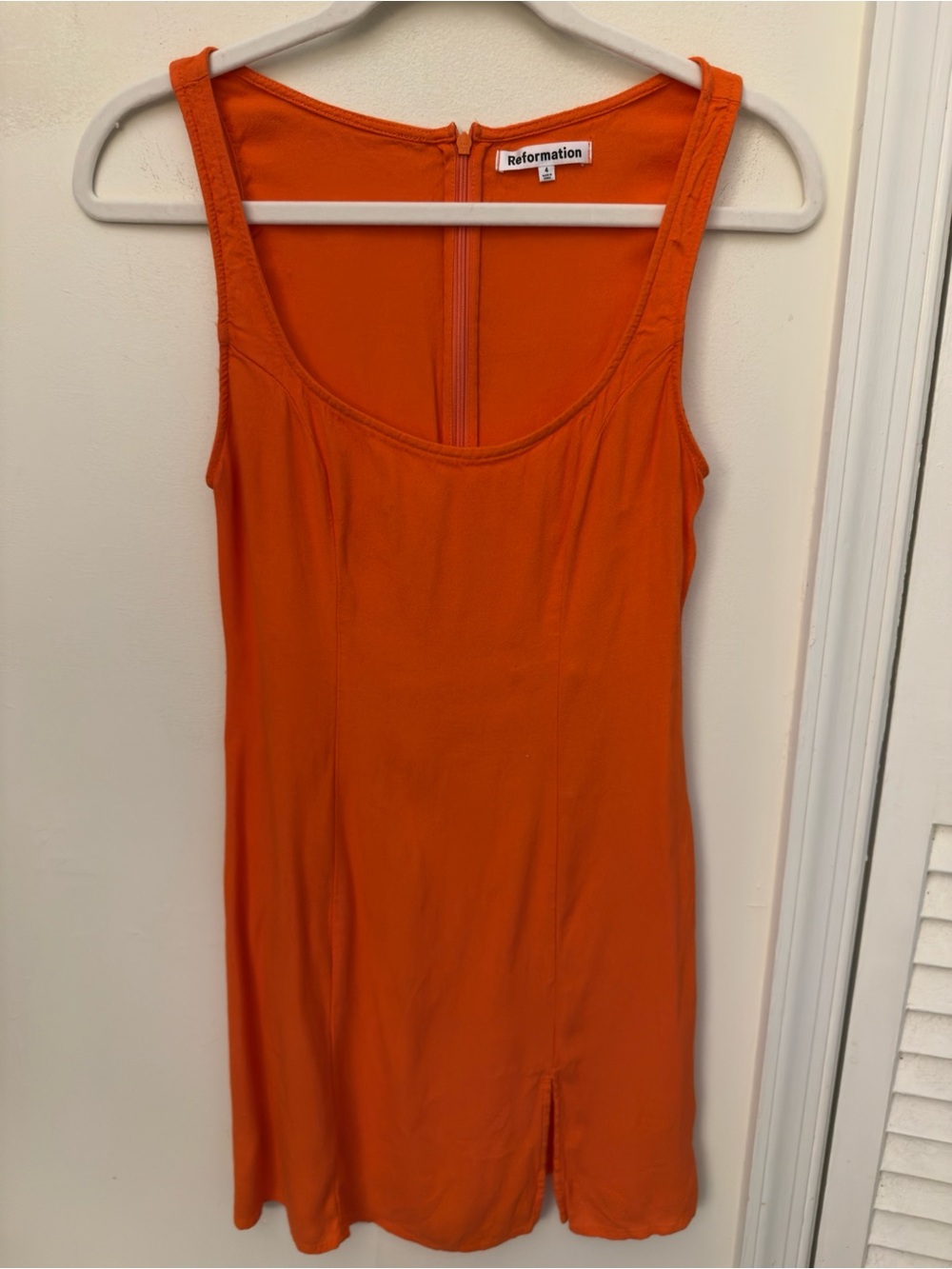 Reformation Bright Orange Scoop Neck Tank Dress | Size 4
